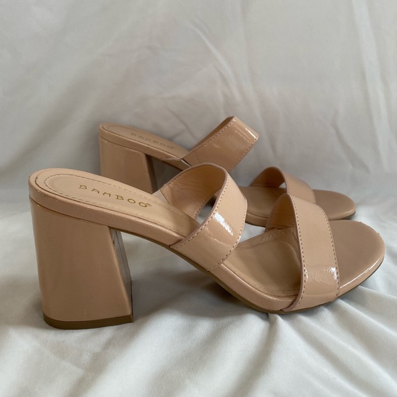 Bamboo Nude Heeled Mules - Picture 2 of 6